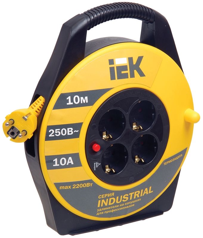 Катушка УК10 с т/з 4 места 2Р+PЕ/10м 3х1,5 мм2 "Industrial"