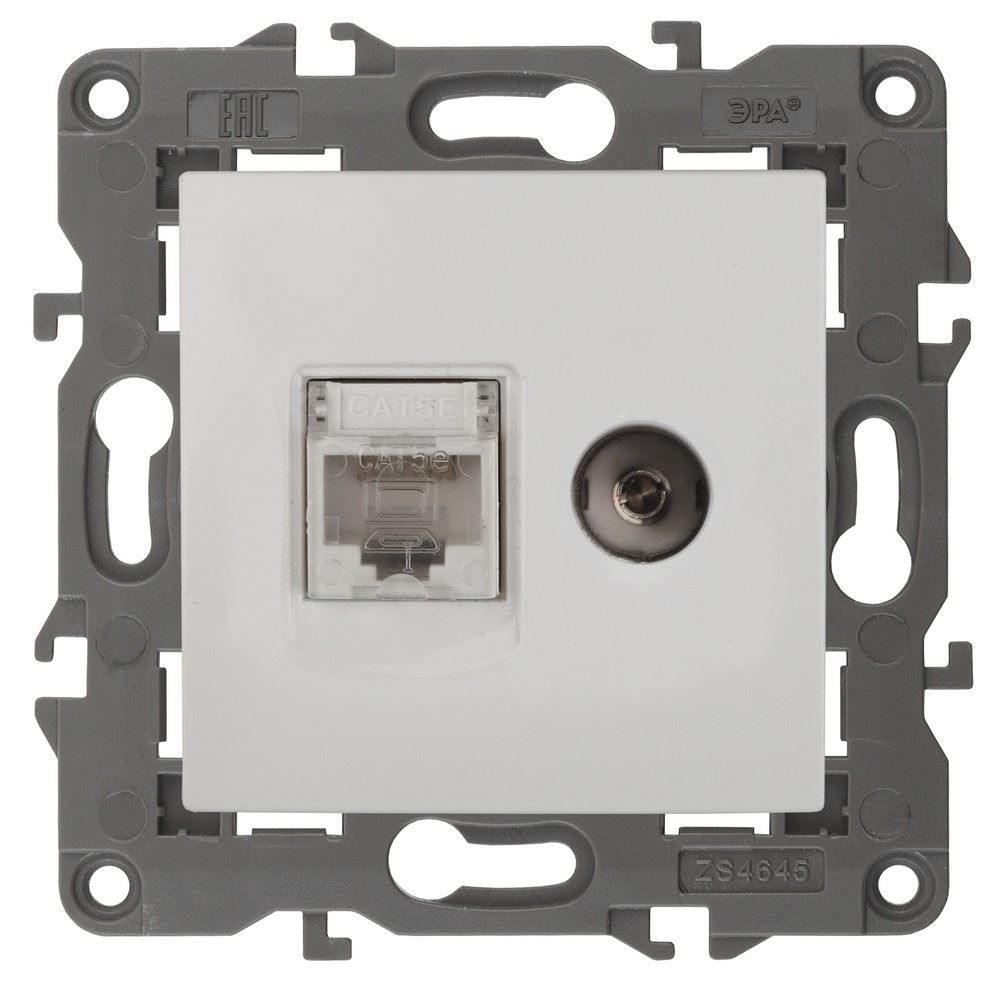 ЭРА 14-3110-01  Розетка RJ45+TV, IP20, белый (10/100/3200)