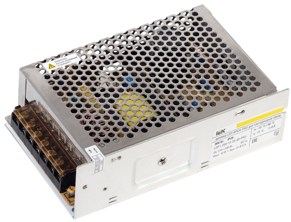 IEK Драйвер LED ИПСН-PRO 200Вт 12 В блок - клеммы IP20 (1/  /40/ 960)