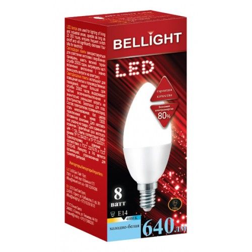 Лампа светодиодная BELLIGHT LED Свеча C37 8W 220V E14 4000K