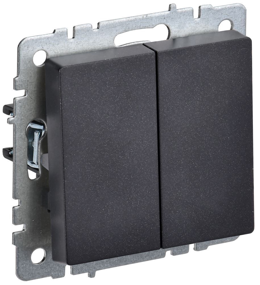 IEK BRITE BR-V20-0-10-K02 Выключатель 2-клавишный 10А ВС10-2-0-БрЧ черный (1 / 10 / 100)