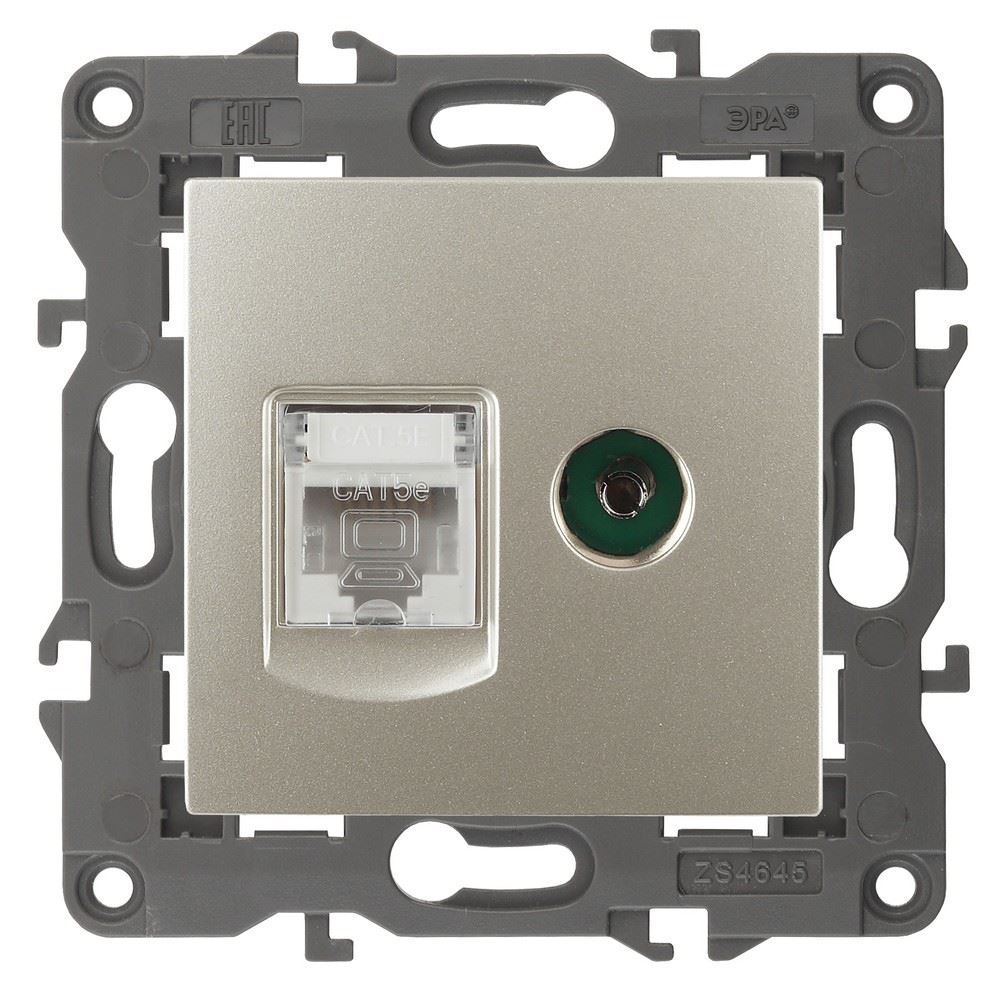 ЭРА 14-3110-04  Розетка RJ45+TV, IP20, шампань (10/100/3200)