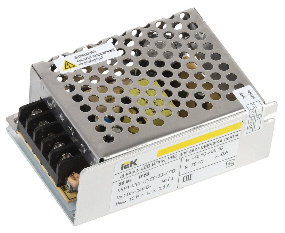 IEK Драйвер LED ИПСН-PRO 30Вт 12 В блок - клеммы IP20 (1/  /100/ 4400)