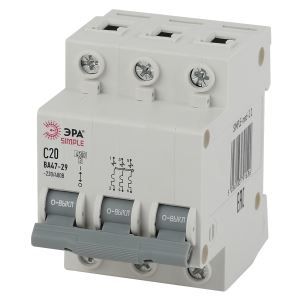 ЭРА SIMPLE-mod-22 Автоматический выключатель 3P 20А (C) 4,5кА ВА47-29 (4 / 60 / 1200)