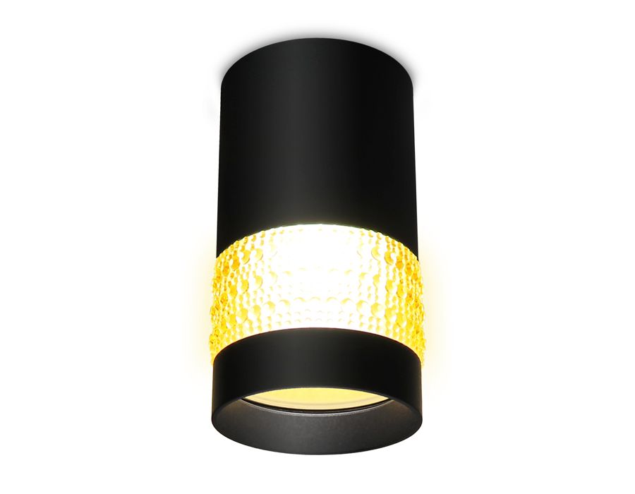 Ambrella  TN375 SBK/TI черный песок/янтарь GU5.3 D65*117 накладной точечный светильник