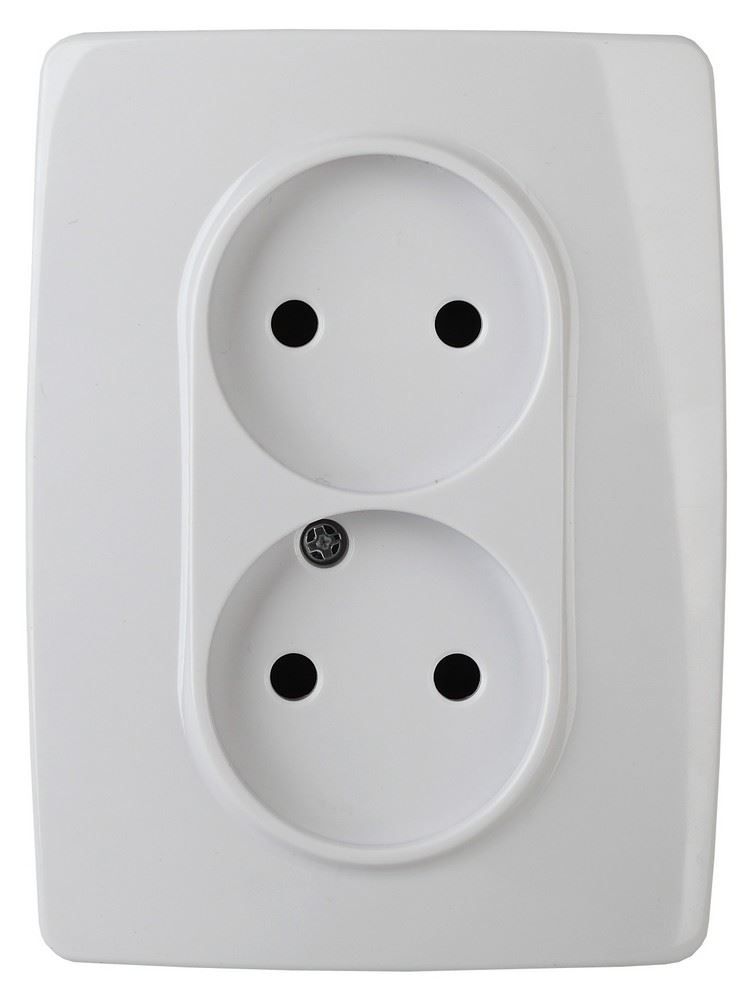 ЭРА 12-2117-01  Розетка 2X2P, 16A-250В, IP20, винт, 12, белый (10/100/2000)