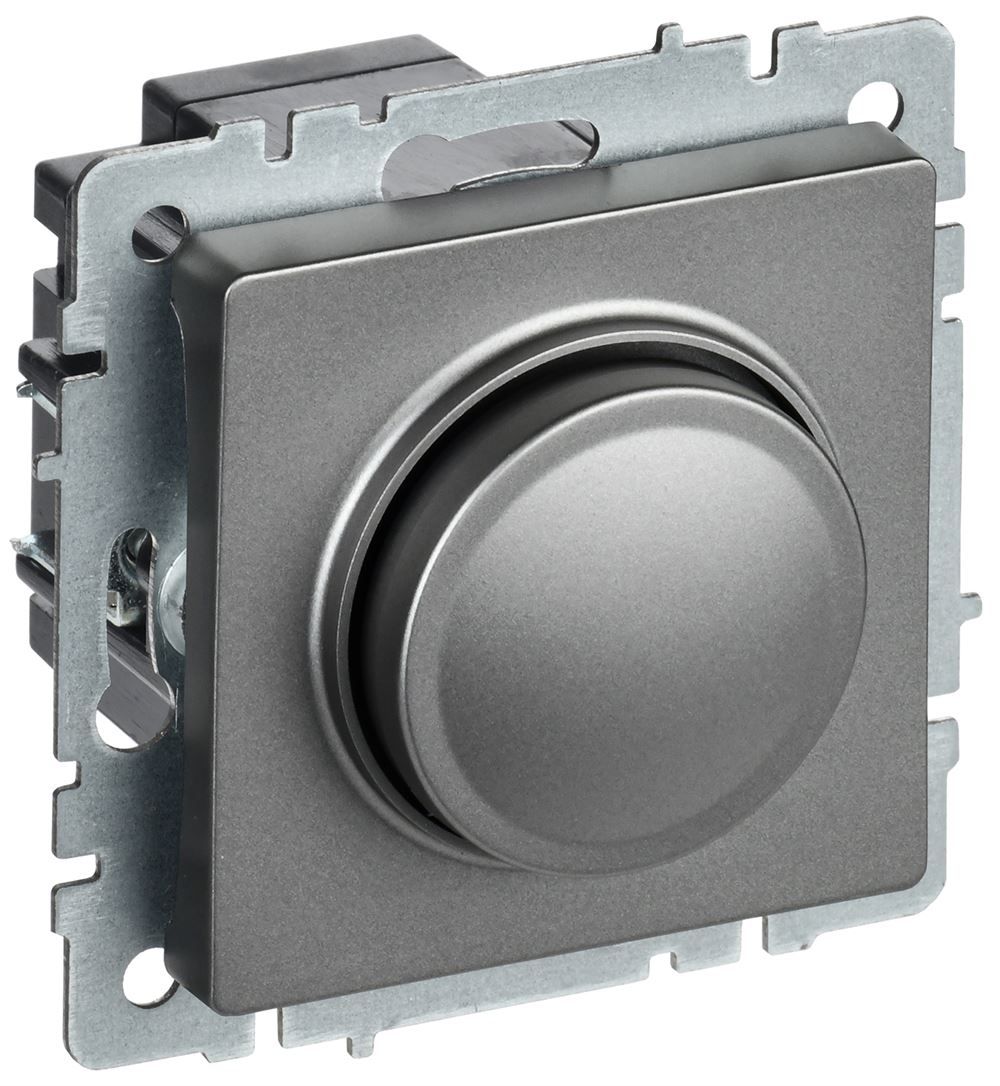 IEK BRITE BR-D20-0600-K46 Светорегулятор поворотно-нажимной 600W СС10-1-0-БрС сталь (1 / 8 / 80)