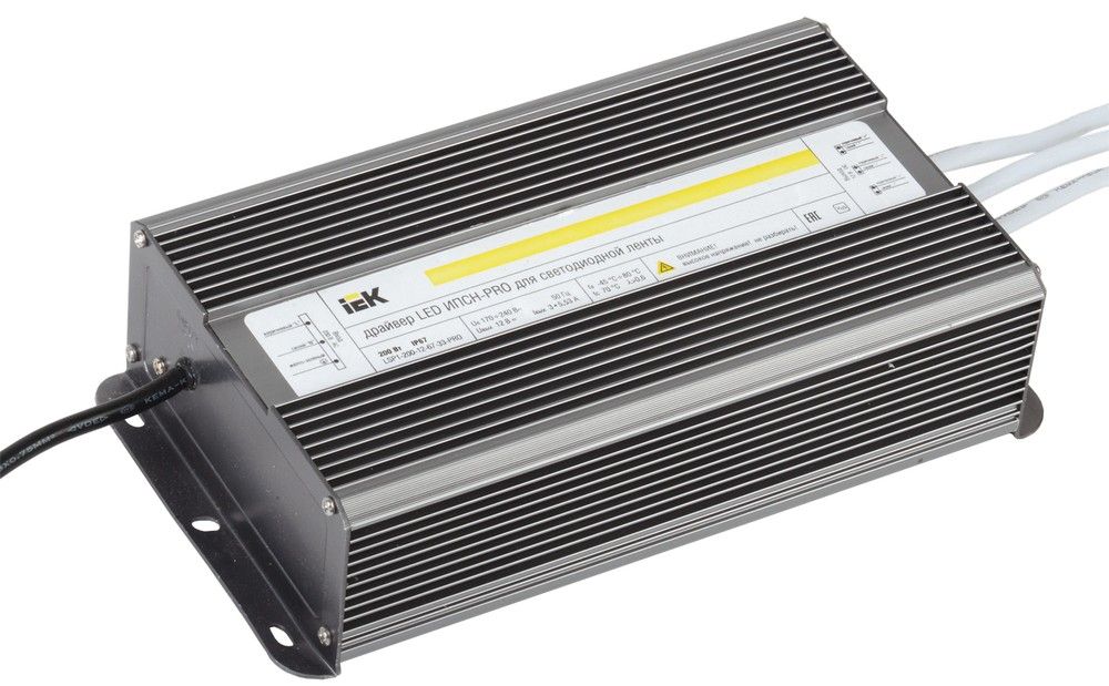 IEK Драйвер LED ИПСН-PRO 200Вт 12 В блок- шнуры IP67 (1/  /6/ 1008)