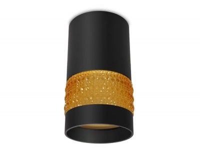 Ambrella  TN375 SBK/TI черный песок/янтарь GU5.3 D65*117 накладной точечный светильник