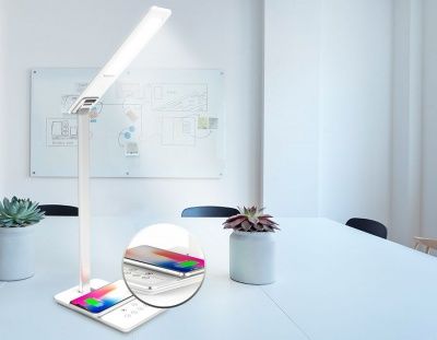 Ambrella DE581 WH белый LED 2700-6400K 6W Светодиодная настольная лампа с беспроводной зарядкой и USB портом