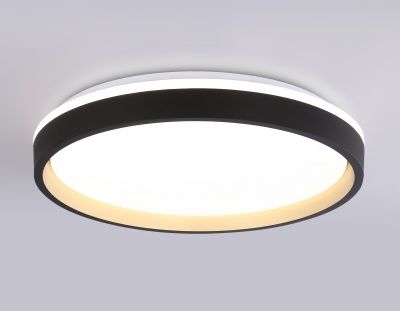 Ambrella FZ610 BK/GD Свет-ник потолочный светод-ный с пультом черный/золото IP20 66W 3000K-6500K+RGB D490*85 (ПДУ ИК) 3000K - тепл. бел. свет