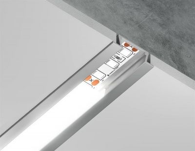 Ambrella Алюминиевый профиль встраиваемый GP1001AL серебро/матовый рассеиватель 2000*21.5*6.8, 2 заглушки в комплекте (для ленты до 11мм)
