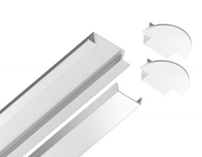 Ambrella Алюминиевый профиль встраиваемый GP1001WH белый/матовый рассеиватель 2000*21.5*6.8, 2 заглушки в комплекте (для ленты до 11мм)