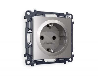 Ambrella Volt MA506010 Комплект механизма электрической розетки ALFA Сталь матовый с/з на винтовых зажимах QUANT (AP5060, VM141)