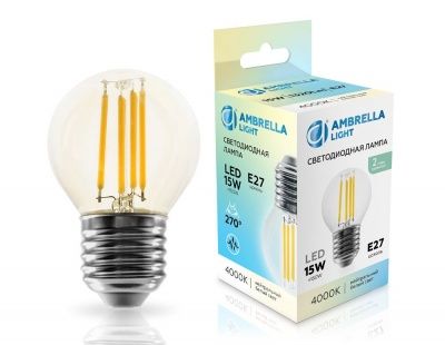 Ambrella 451524 Лампа светодиодная Filament LED G45 15W E27 4000K 220-240V