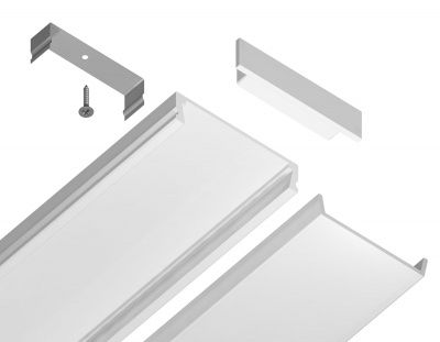 Ambrella Алюминиевый профиль накладной GP1800WH белый/матовый рассеиватель 2000*23.8*6, 2 заглушки, 4 крепления в комплекте (для ленты до 20мм)