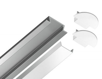 Ambrella Алюминиевый профиль встраиваемый GP1001AL серебро/матовый рассеиватель 2000*21.5*6.8, 2 заглушки в комплекте (для ленты до 11мм)