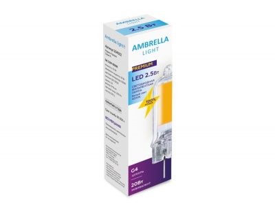 Ambrella G4-2,5W-3000K Ламп. светод-ная капсула 220-230V Filament 2,5W 3000K - тепл. бел. свет