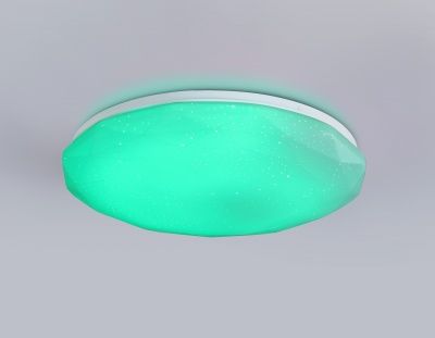 Ambrella FZ417 WH Свет-ник потолочный светод-ный с пультом белый IP20 46W 3000K-6500K+RGB D380*60 (ПДУ ИК) 3000K - тепл. бел. свет