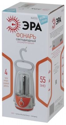 ЭРА Фонарь KA55S Акку 4V4Ah, 55xSMD, ЗУ 220V, карт (12/96)