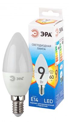 ЭРА QX LED B35-9Вт-В35-2700K-E14 Лампа светодиодная свеча (арт.B35-10W-827-E14) (тепл свет) 