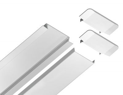 Ambrella Алюминиевый профиль встраиваемый GP1100WH белый/матовый рассеиватель 2000*30.6*6, 2 заглушки в комплекте (для ленты до 19,8мм)