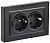 IEK BRITE BR-R21-16-K02-F Розетка 2-местная с заземлением без защитных шторок 16А в сборе РС12-3-БрЧ черный (1 / 10 / 100)
