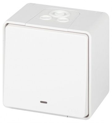 ЭРА Эксперт 11-1502-01 Выключатель с подсветкой, IP55,10АХ-250V, ОУ, белый (1 / 8 / 80)