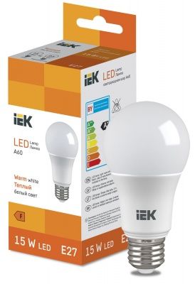 IEK LL-I-A60-15W-230-30-E27 Ламп. светод-ная груша 1500lm 15W 3000K - тепл. бел. свет (10 / 100)