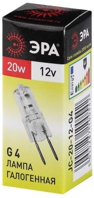 ЭРА G4-JC-20W-12V Ламп. галогенная прозр. (1 / 100 / 1000)