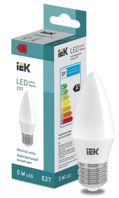 IEK LED LL-I-C37-5-230-40-E27 Лампа светодиодная свеча 400lm 4000K (нейтр бел свет) 