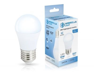 Ambrella 451306 Лампа светодиодная LED G45 13W IC E27 6400K 175-265V