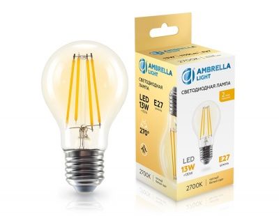 Ambrella 601313 Лампа светодиодная Filament LED A60 13W E27 2700K 220-240V