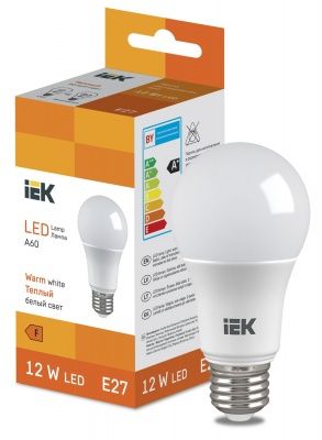 IEK LL-I-A60-12W-230-30-E27 Ламп. светод-ная груша 1140lm 12W 3000K - тепл. бел. свет (10 / 100)