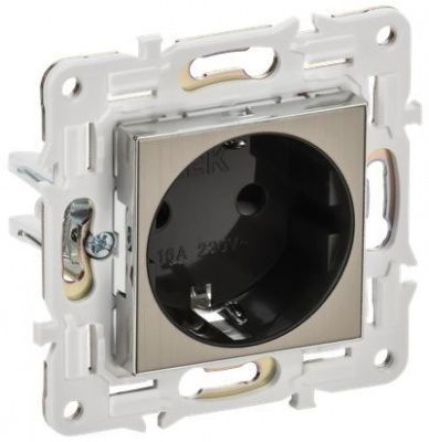 IEK SKANDY SK-R14-16-K50 Розетка с заземлением с защитными шторками 16А SK-R04N металл никель 