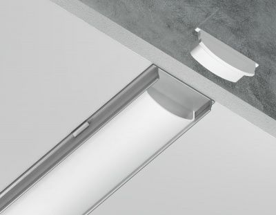 Ambrella Алюминиевый профиль накладной GP1500AL серебро/матовый рассеиватель 2000*18*4, 2 заглушки, 4 крепления в комплекте (для ленты до 15мм)