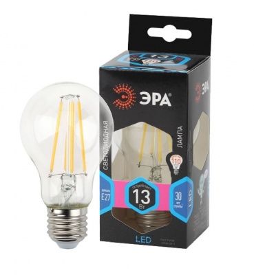 ЭРА F-LED A60-13W-840-E27  (филамент, груша, 13Вт, нейтр., Е27) (10/100/1500)