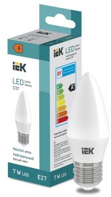 IEK LED LL-I-C37-7-230-40-E27 Лампа светодиодная свеча 600lm 4000K (нейтр бел свет) 