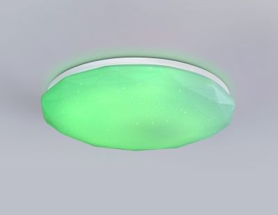 Ambrella FZ417 WH Свет-ник потолочный светод-ный с пультом белый IP20 46W 3000K-6500K+RGB D380*60 (ПДУ ИК) 3000K - тепл. бел. свет