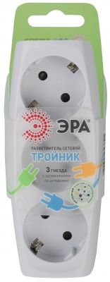ЭРА SP-3e-W Тройник 3гн с заземл-ием со шторками белый (1 / 10 / 60)