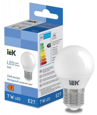 IEK LED LL-I-G45-7-230-65-E27 Лампа светодиодная шарик 600lm 6500K (хол дн свет) (1/ 10 /100/ 4800)
