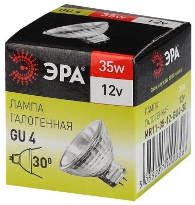 ЭРА GU4-MR11-35W-12V-30Cl Ламп. галогенная прозр. (1 / 10 / 200)