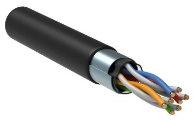ITK Кабель связи витая пара F/UTP, кат.5E 4х2х24AWG solid, LDPE, 305м, чер.