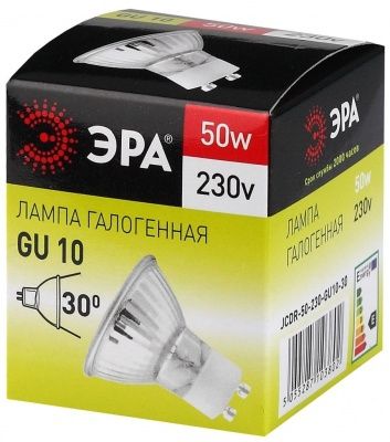 ЭРА GU10-JCDR(MR16)-50W-230V Ламп. галогенная прозр. (1 / 10 / 200)