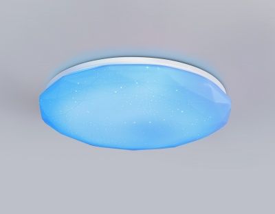 Ambrella FZ417 WH Свет-ник потолочный светод-ный с пультом белый IP20 46W 3000K-6500K+RGB D380*60 (ПДУ ИК) 3000K - тепл. бел. свет