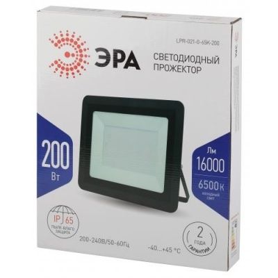 ЭРА ВLPR-021-0-65K-200Вт 16000Лм 6500К 390х330х50 прожектор свет-дный уличн
