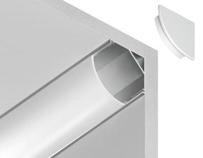 Ambrella Алюминиевый профиль угловой круглый GP2100AL серебро/матовый рассеиватель 2000*15.7*15.7, 2 заглушки, 4 крепления в комплекте (для ленты до 9
