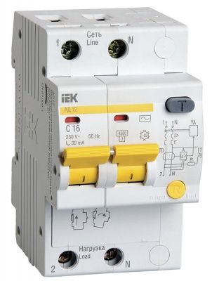 IEK KARAT Диф. автомат АД12 2P 16А 30мА тип AC (1 / 5 / 40)