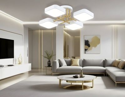 Ambrella FL516341/4 WH/GD Светильник светодиодный подвесной белый/золото 72W 3000-6000K 550*550*150 (без ПДУ)