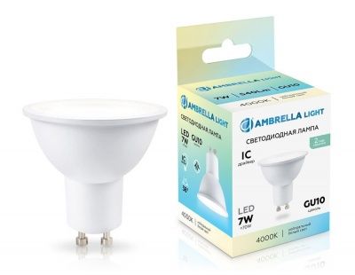 Ambrella 190714 Лампа светодиодная LED MR16 7W IC GU10 4000K 175-265V 38°
